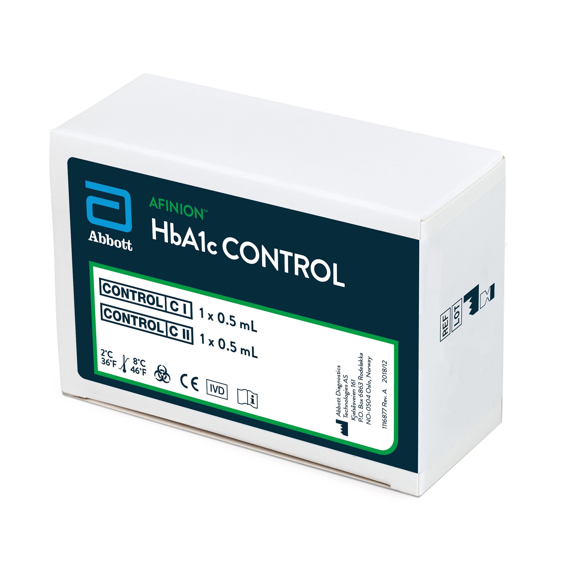 Controls Diabetes Management Test Control Kit Afinion™ Hemoglobin A1c (HbA1c) 2 Levels 2 X 0.5 mL by Abbott Rapid Dx North America LLC  ID 1116975